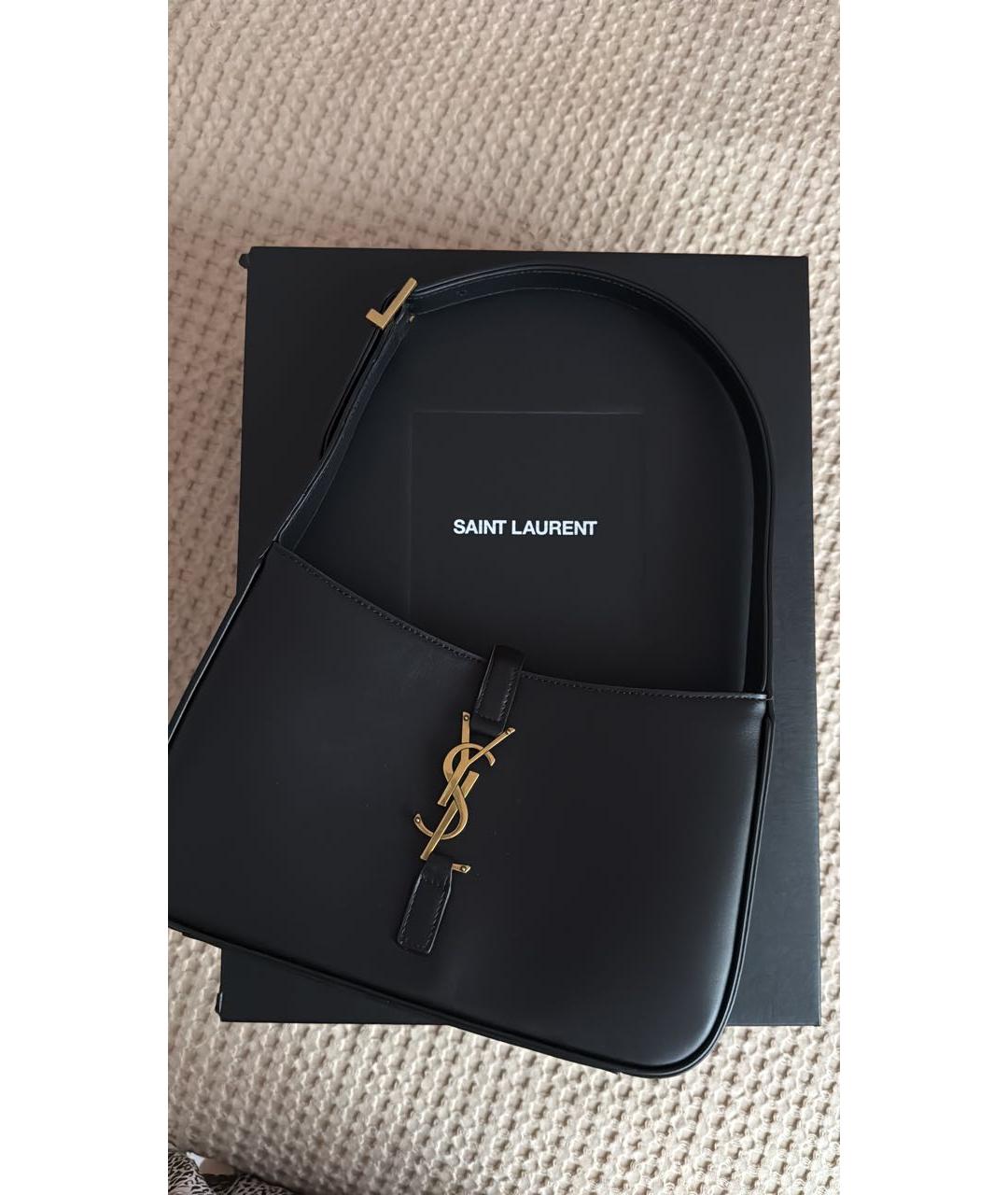 SAINT LAURENT Черная кожаная сумка с короткими ручками, фото 5