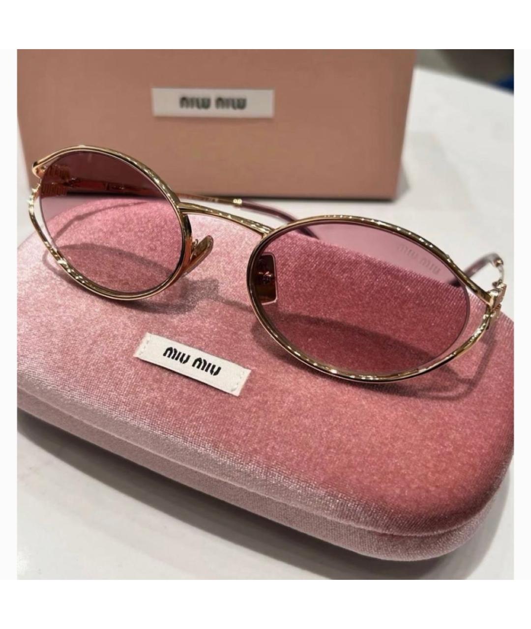 MIU MIU Розовые металлические солнцезащитные очки, фото 2
