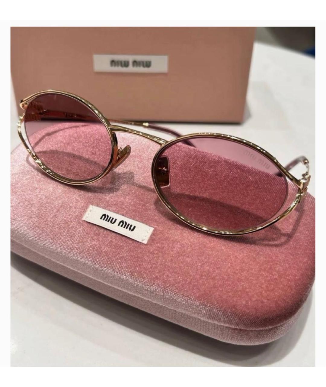 MIU MIU Розовые металлические солнцезащитные очки, фото 4