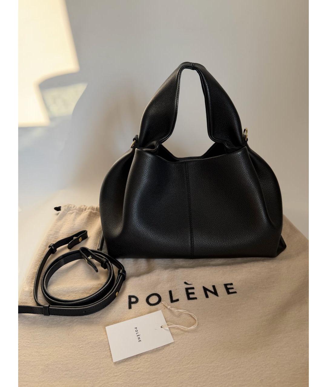 POLENE Черная кожаная сумка тоут, фото 2
