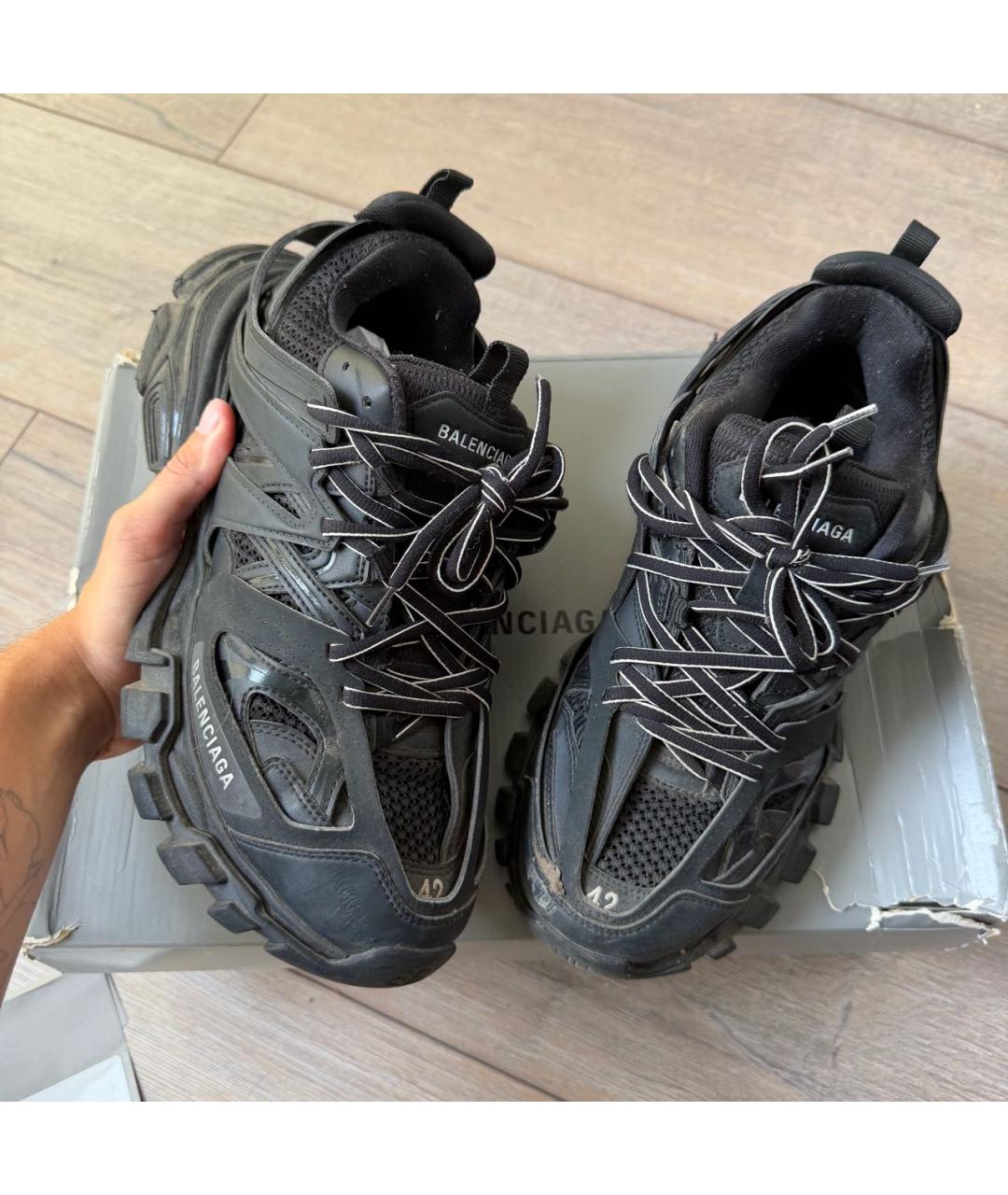 BALENCIAGA Черные низкие кроссовки / кеды из искусственной кожи, фото 7
