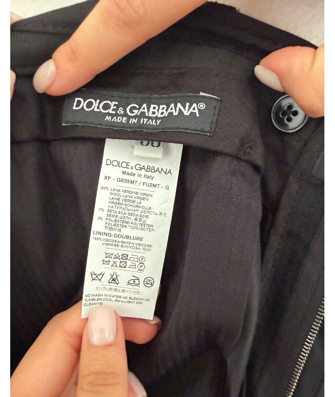 DOLCE&GABBANA Черные шерстяные классические брюки, фото 4