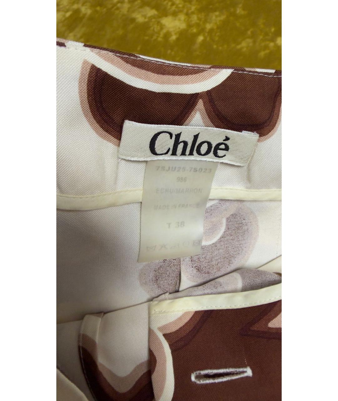 CHLOE Бежевая шелковая юбка мини, фото 3