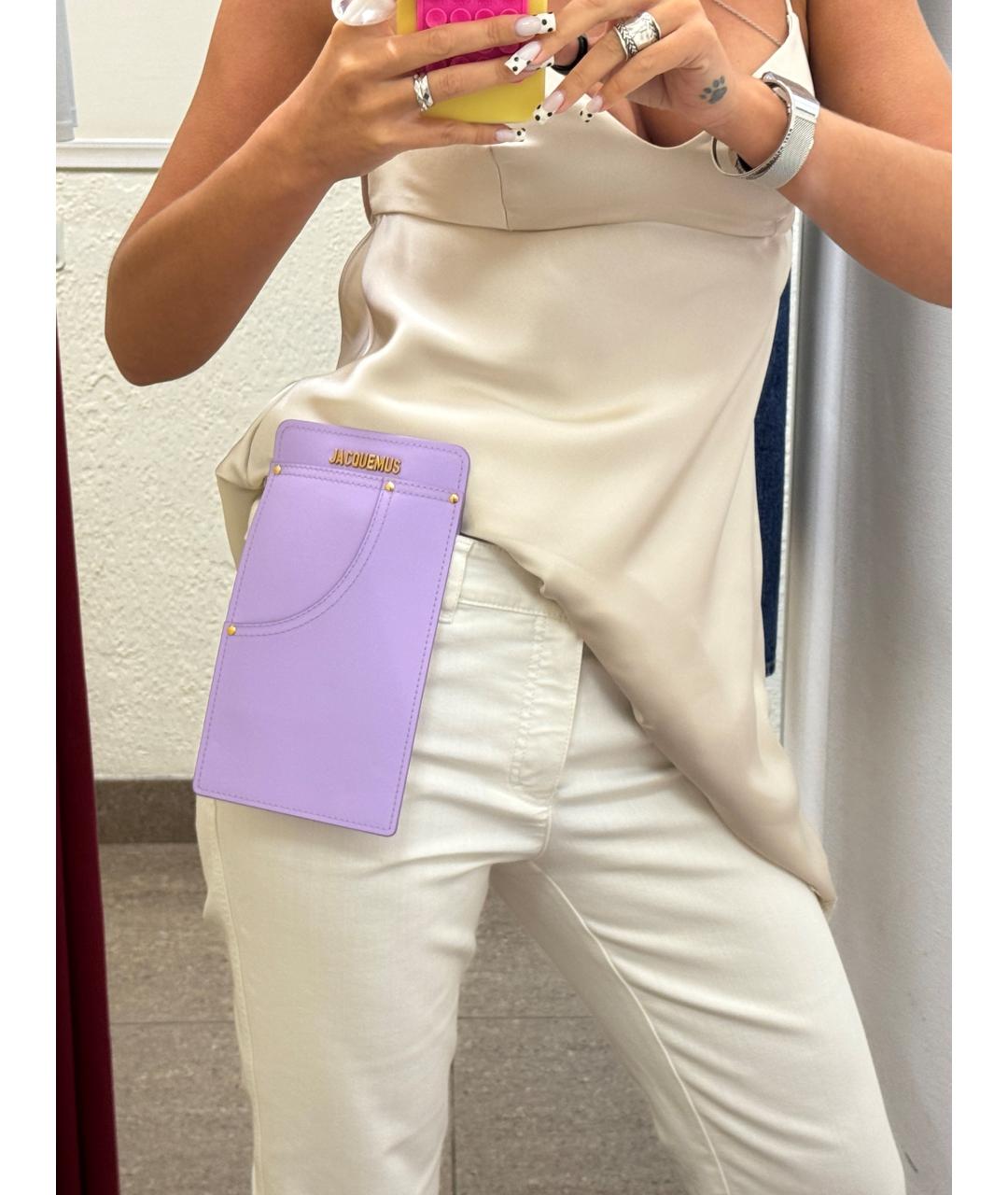 JACQUEMUS Фиолетовая кожаная поясная сумка, фото 3