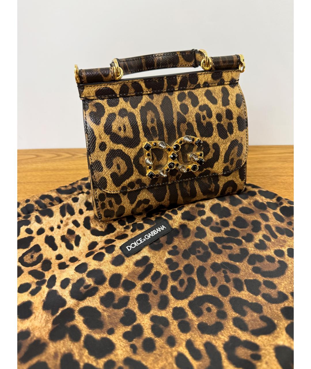 DOLCE&GABBANA Коричневая кожаная сумка через плечо, фото 7