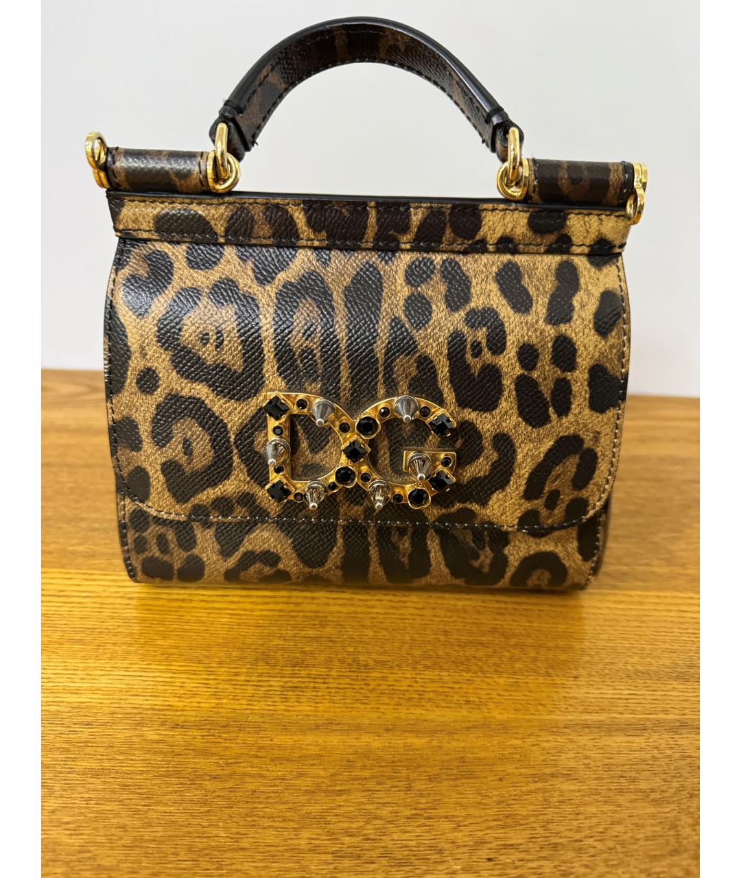 DOLCE&GABBANA Коричневая кожаная сумка через плечо, фото 9