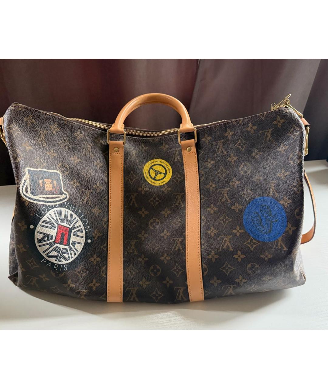 LOUIS VUITTON Коричневая канва дорожная/спортивная сумка, фото 2