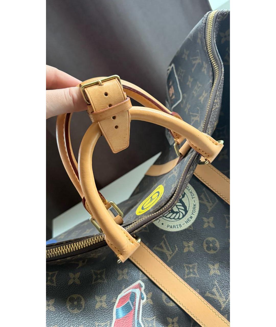 LOUIS VUITTON Коричневая канва дорожная/спортивная сумка, фото 4