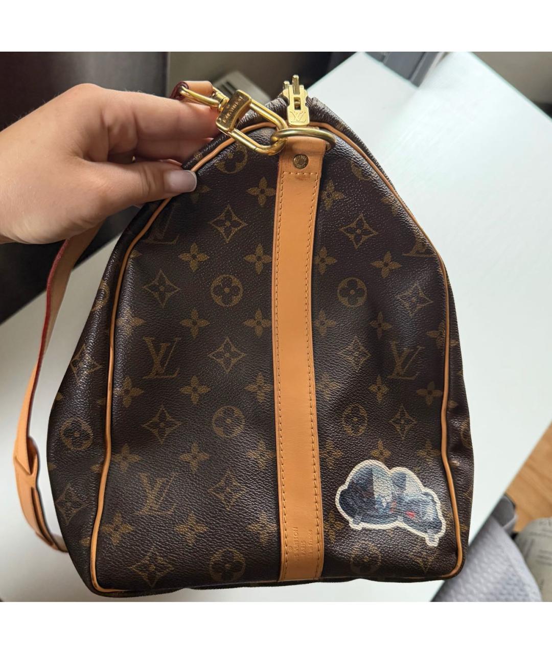 LOUIS VUITTON Коричневая канва дорожная/спортивная сумка, фото 3