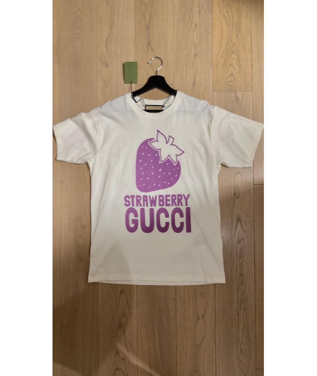 GUCCI Белая хлопковая футболка, фото 5