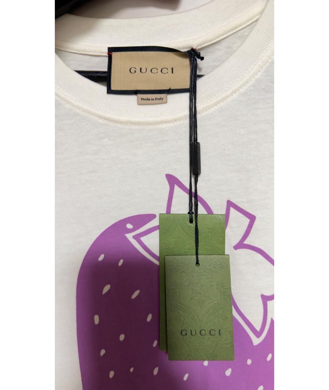 GUCCI Белая хлопковая футболка, фото 3