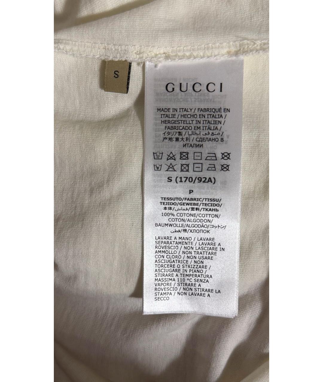 GUCCI Белая хлопковая футболка, фото 4