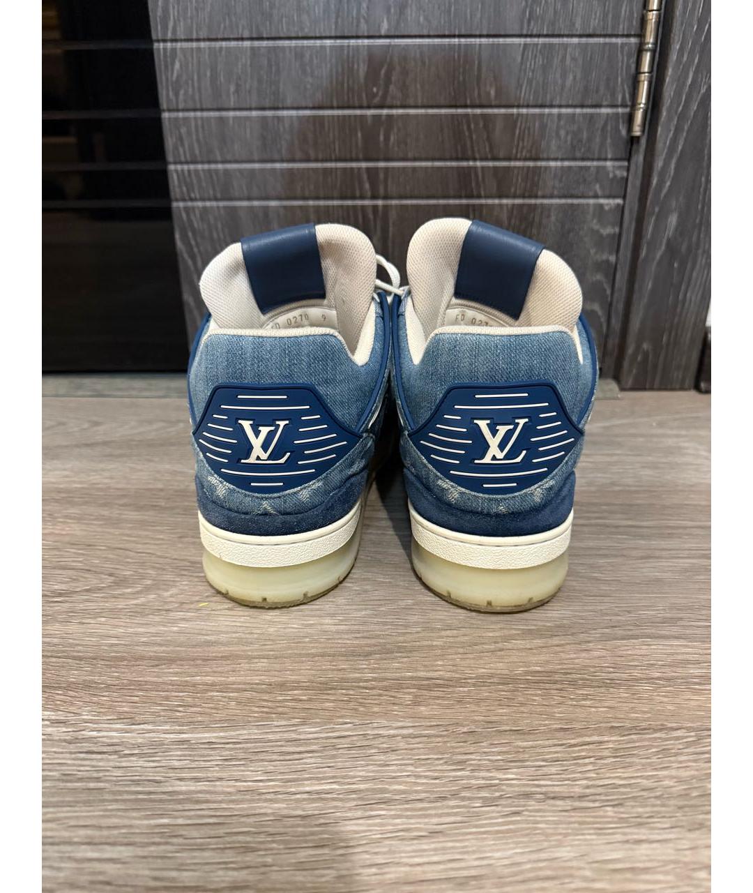 LOUIS VUITTON Синие текстильные низкие кроссовки / кеды, фото 3
