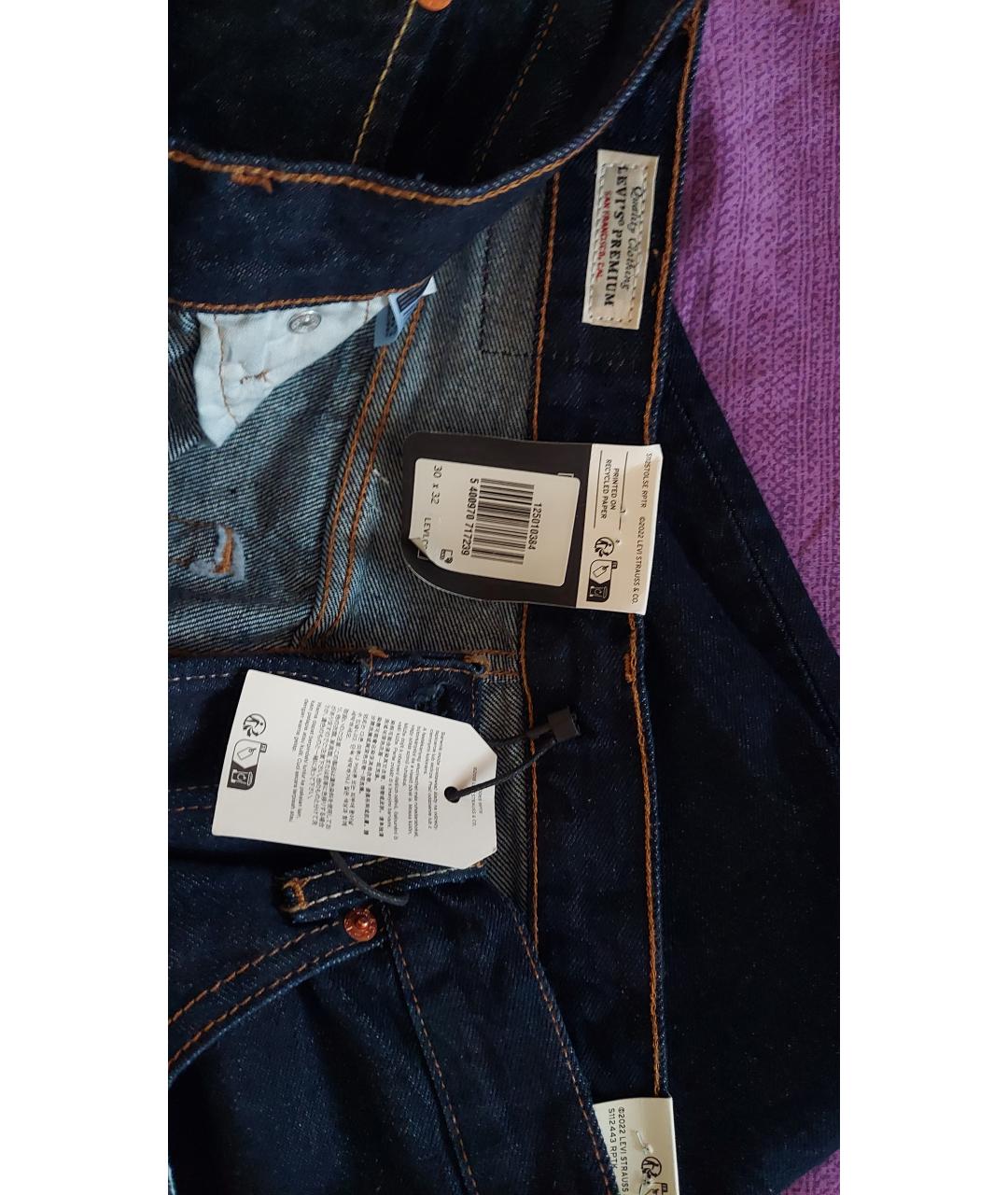 LEVI'S Темно-синие хлопковые прямые джинсы, фото 4