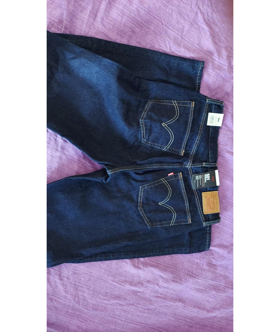 LEVI'S Темно-синие хлопковые прямые джинсы, фото 3