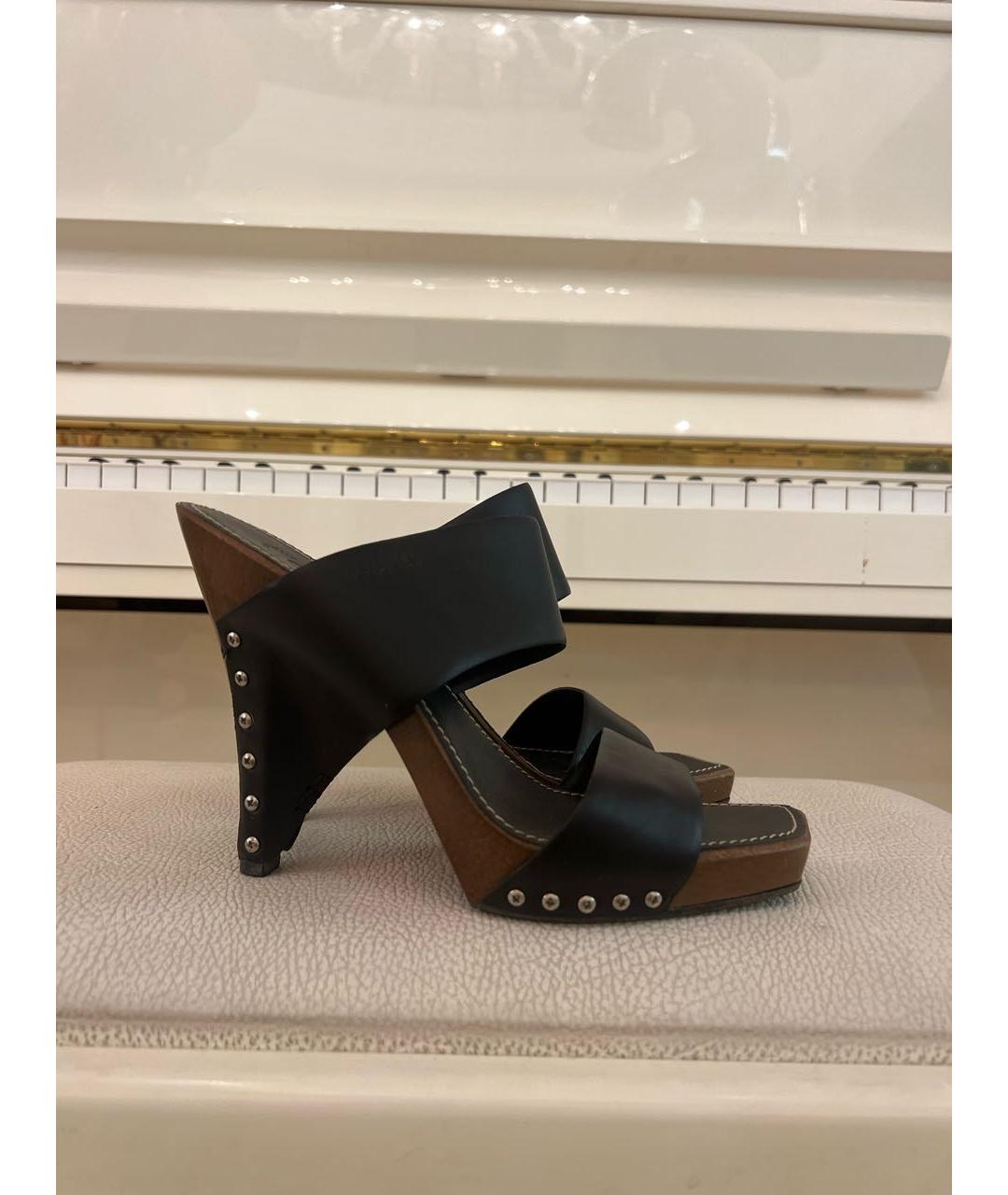 CHANEL Черные кожаные босоножки, фото 6