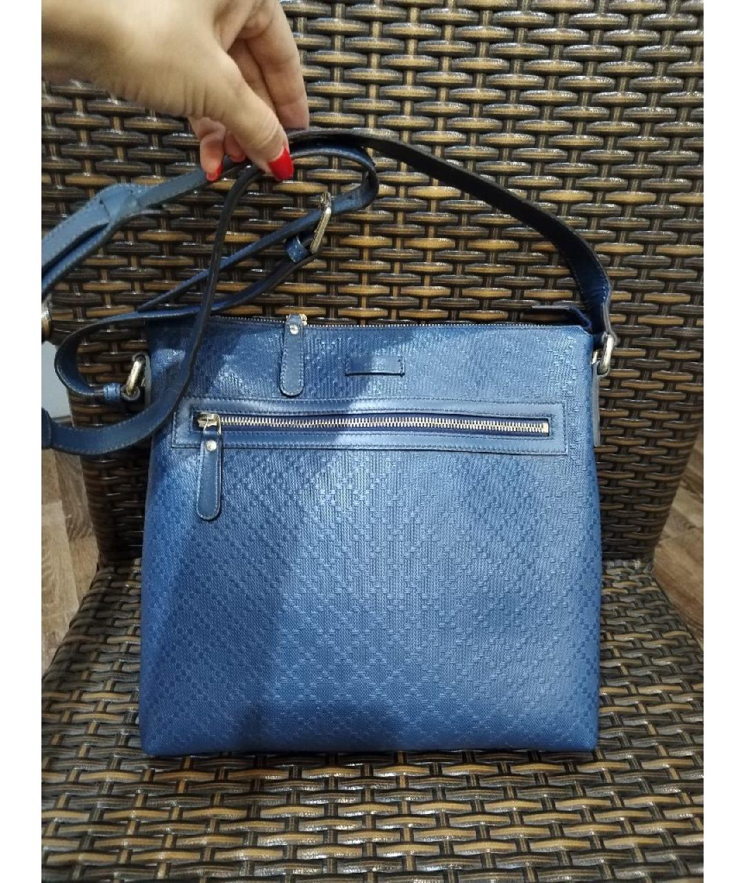 GUCCI Темно-синяя кожаная сумка на плечо, фото 2