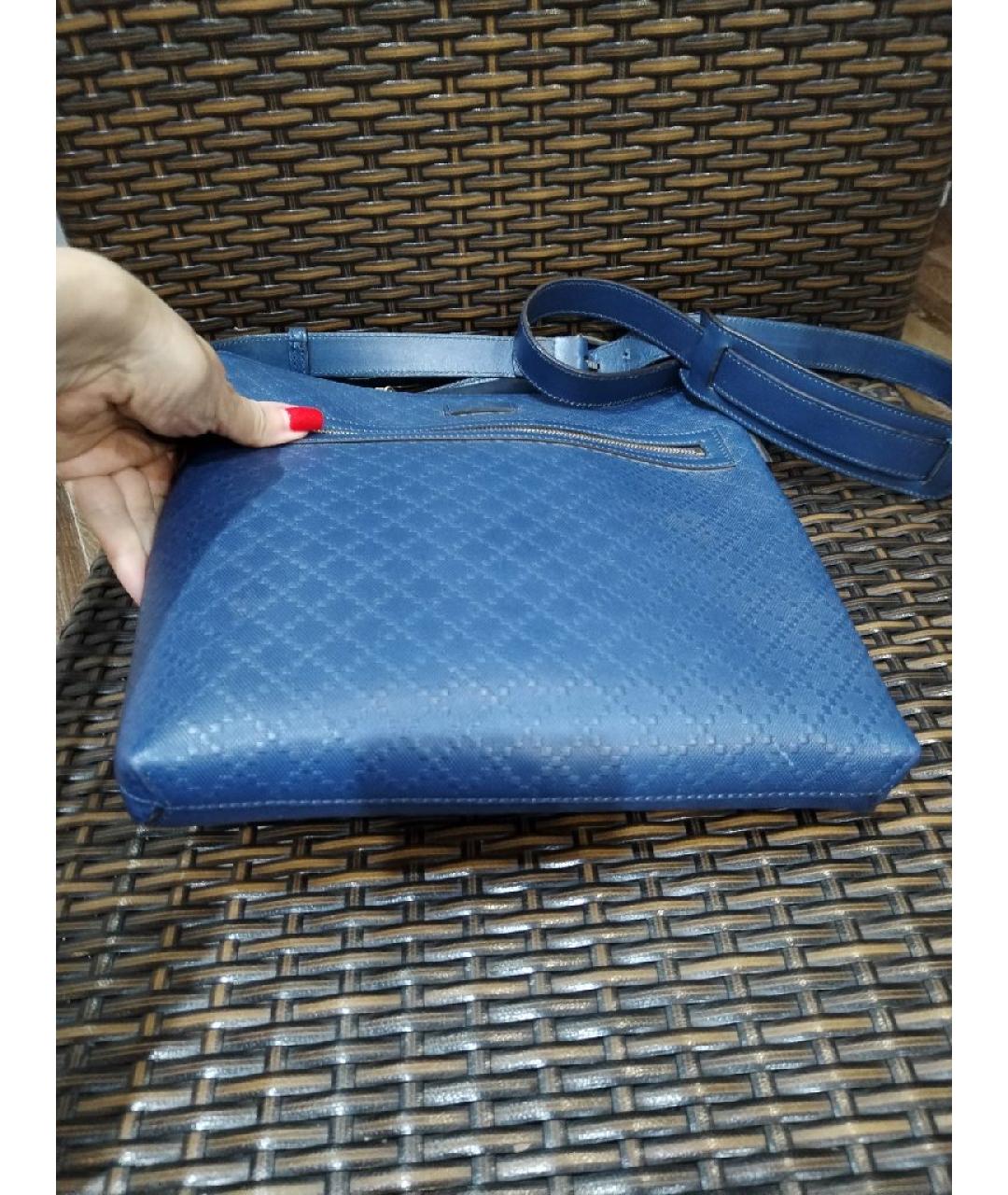 GUCCI Темно-синяя кожаная сумка на плечо, фото 4