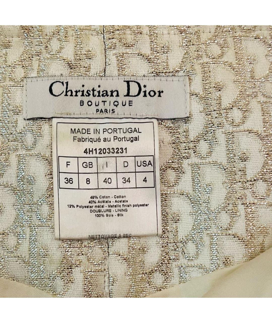 CHRISTIAN DIOR Золотая ацетатная юбка мини, фото 5
