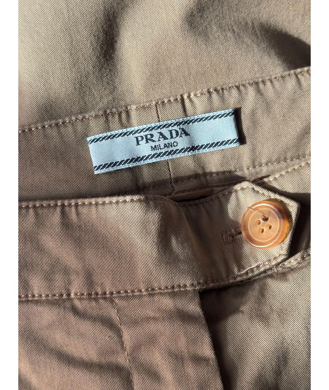 PRADA Бежевые хлопковые прямые брюки, фото 3