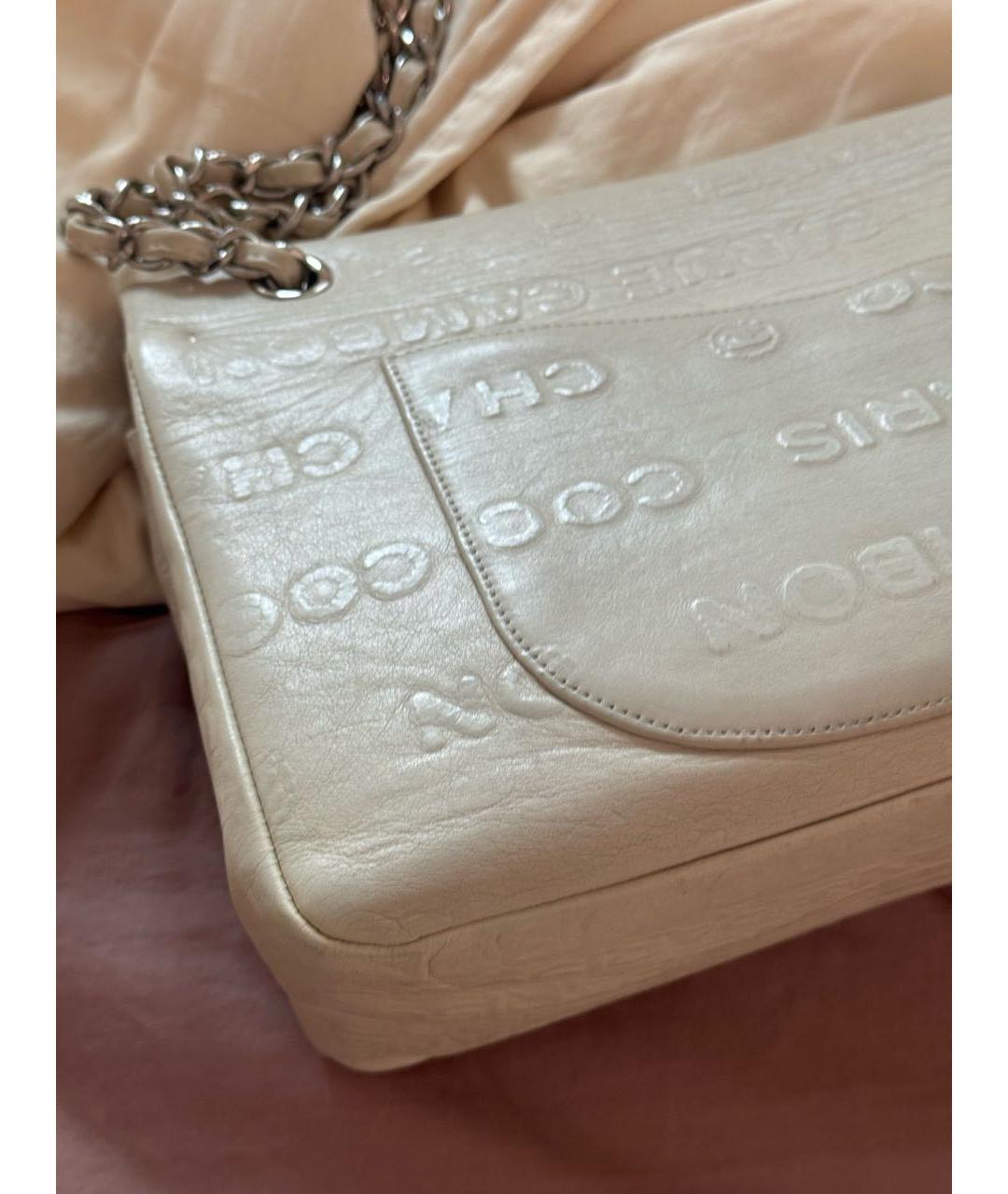 CHANEL Бежевая кожаная сумка через плечо, фото 5