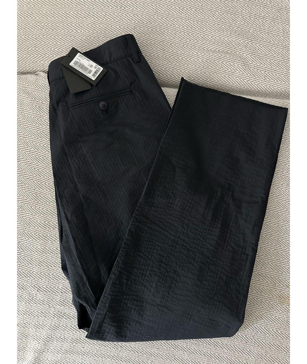 GIORGIO ARMANI Темно-синие льняные повседневные брюки, фото 2