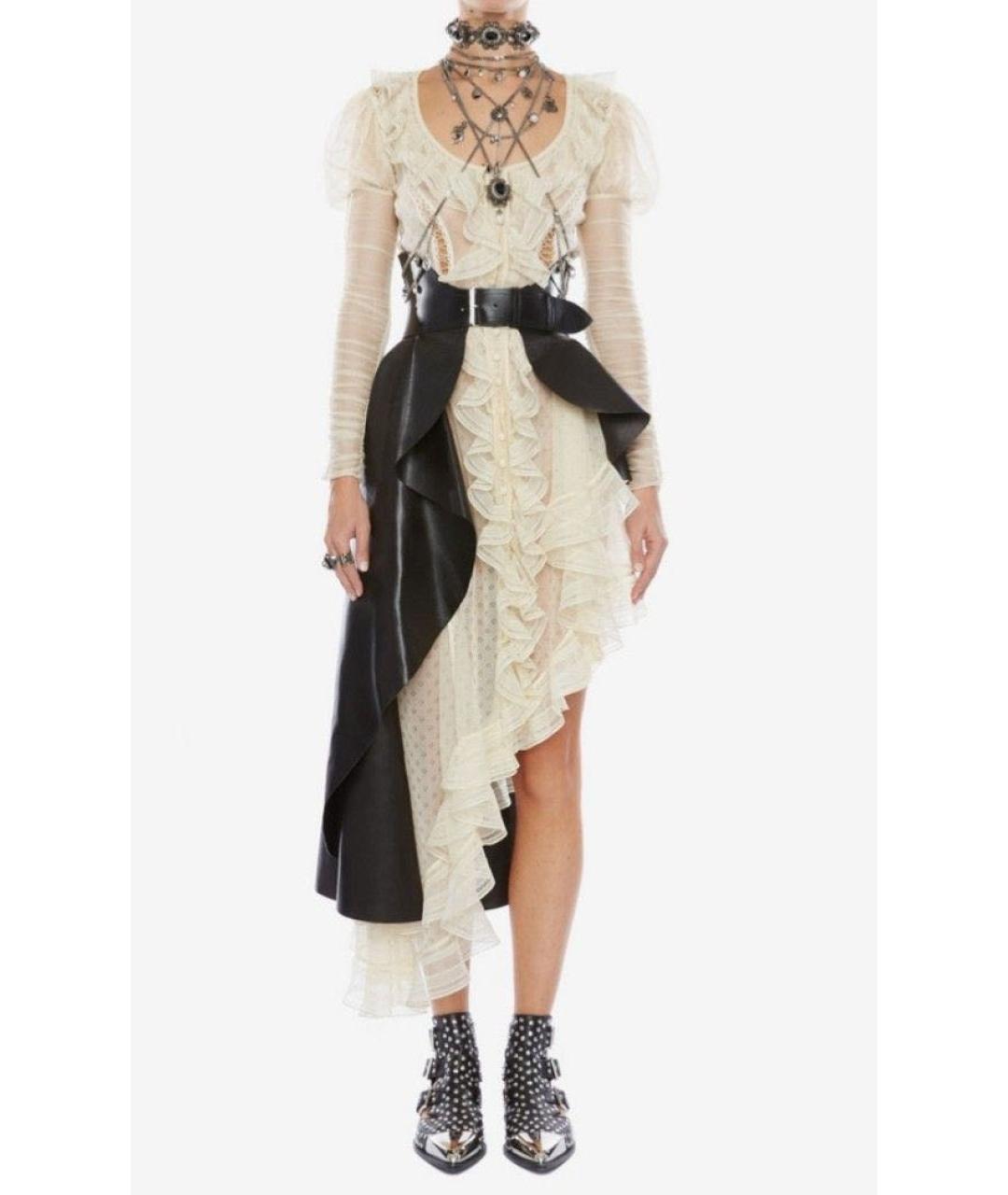 ALEXANDER MCQUEEN Бежевое шелковое вечернее платье, фото 3