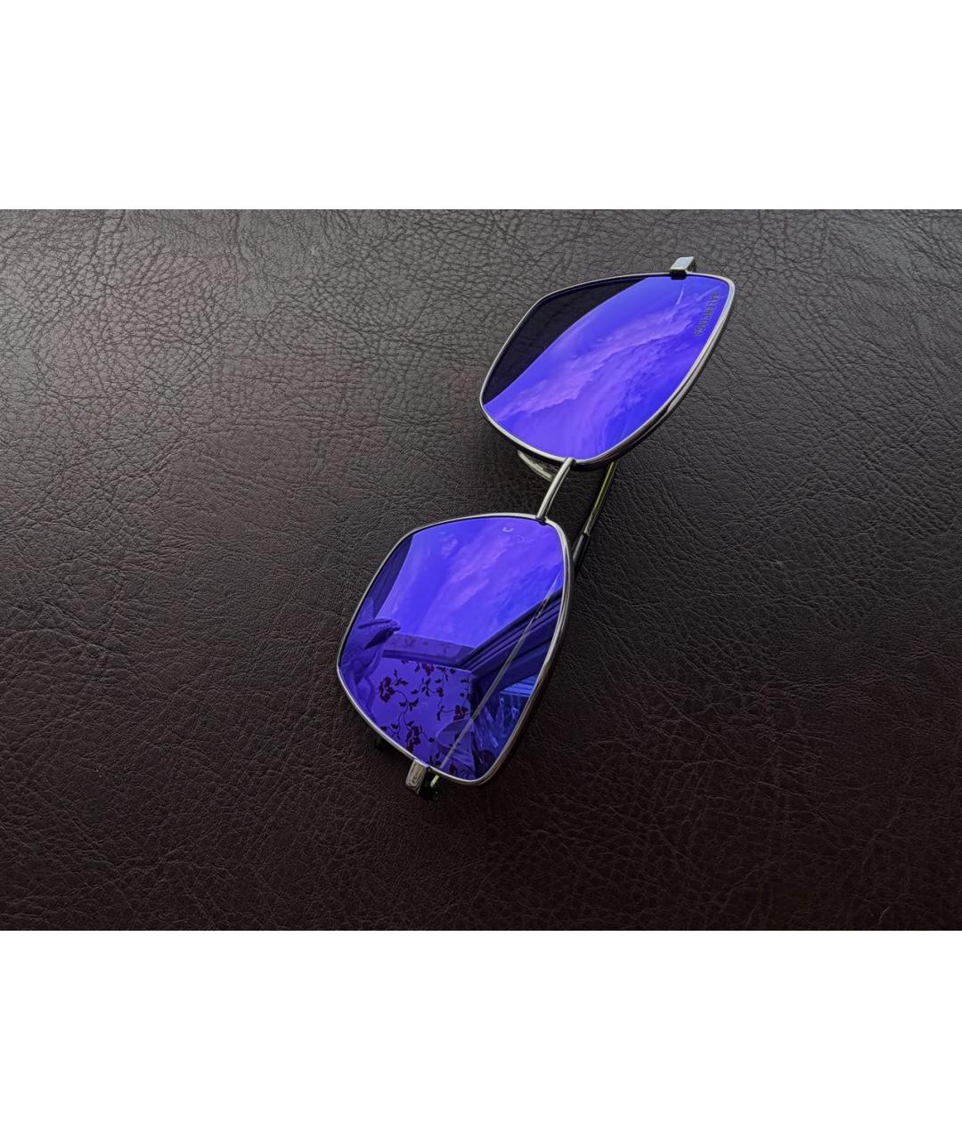 BALENCIAGA Серебряные металлические солнцезащитные очки, фото 6