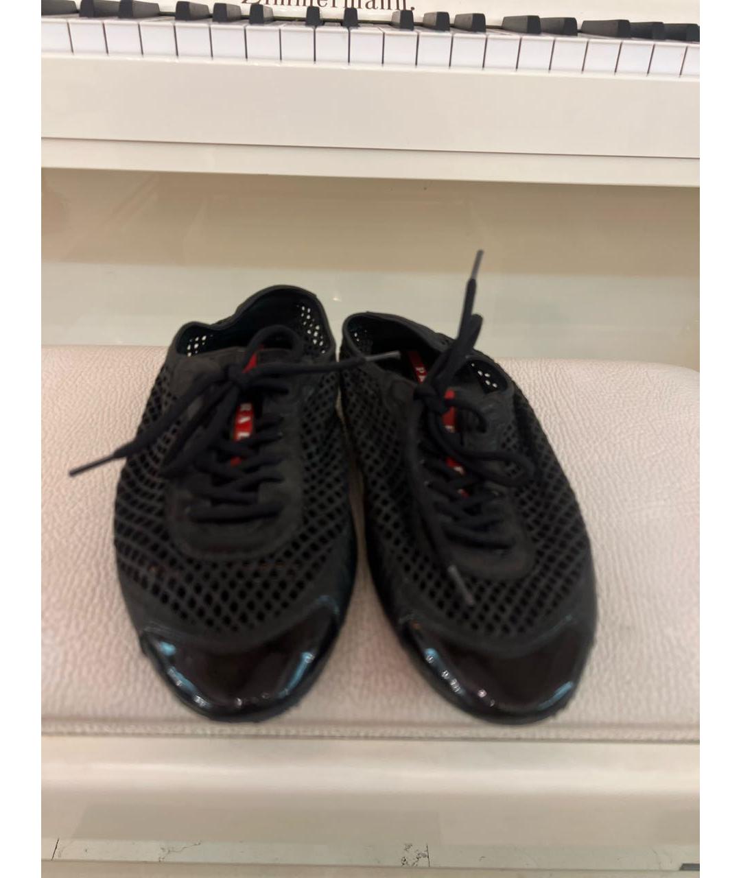 PRADA Черные кожаные кроссовки, фото 2