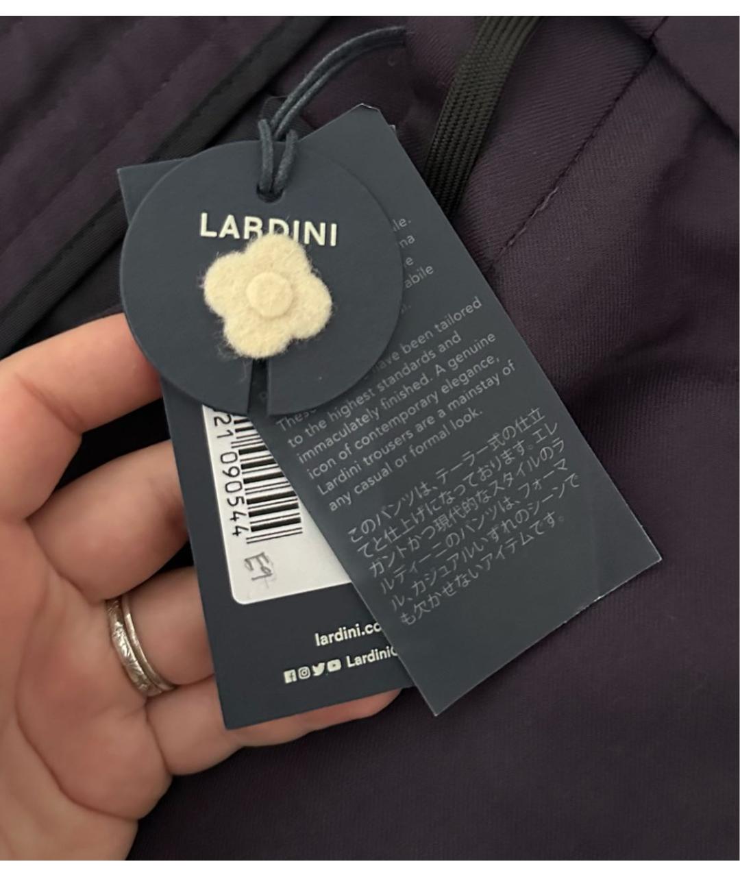 LARDINI Фиолетовые шерстяные повседневные брюки, фото 3