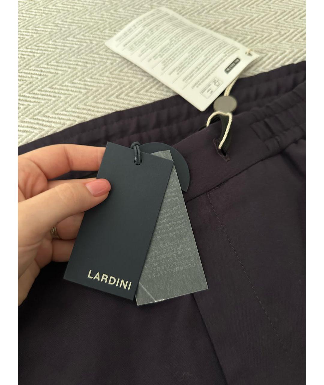 LARDINI Фиолетовые шерстяные повседневные брюки, фото 5