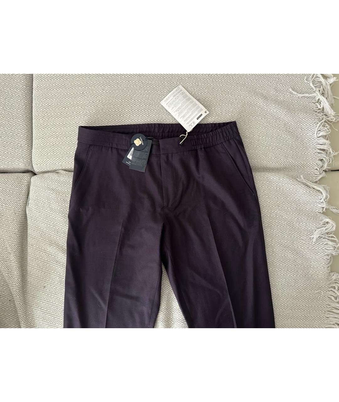 LARDINI Фиолетовые шерстяные повседневные брюки, фото 2