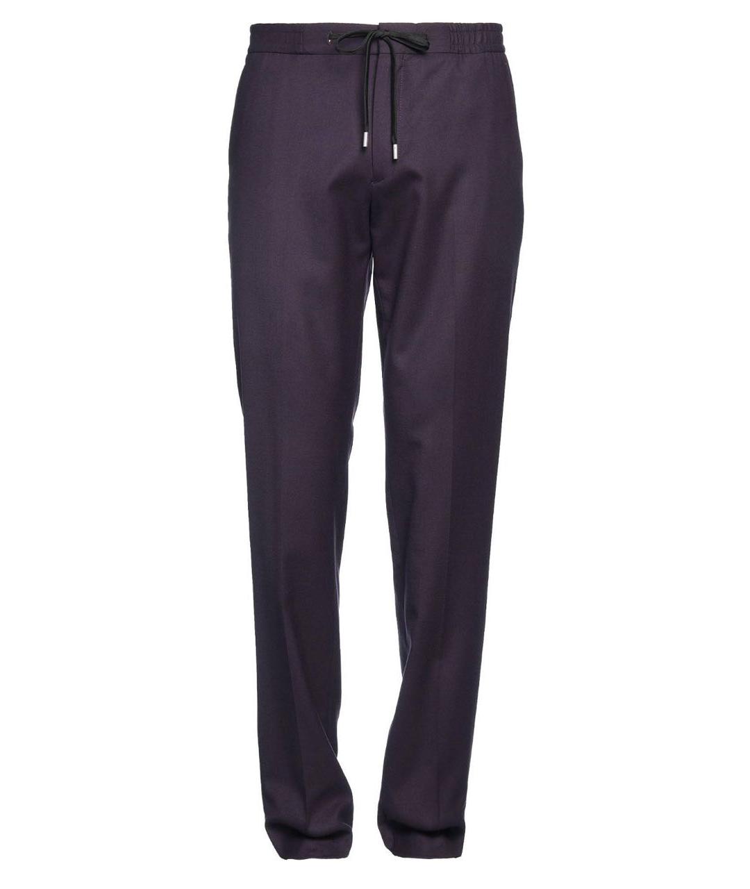 LARDINI Фиолетовые шерстяные повседневные брюки, фото 1