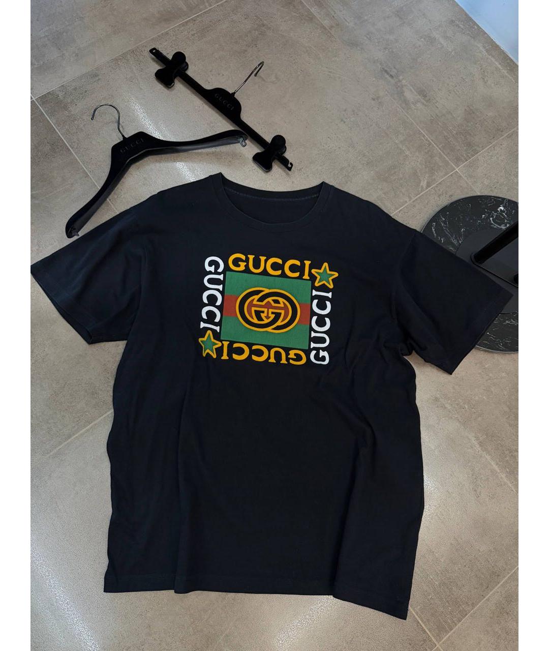 GUCCI Черная хлопковая футболка, фото 2