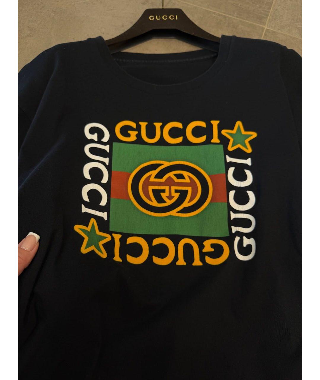 GUCCI Черная хлопковая футболка, фото 3