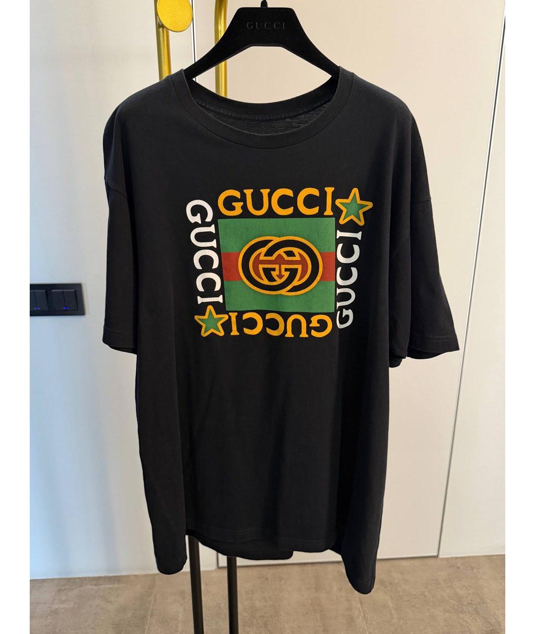 GUCCI Черная хлопковая футболка, фото 7