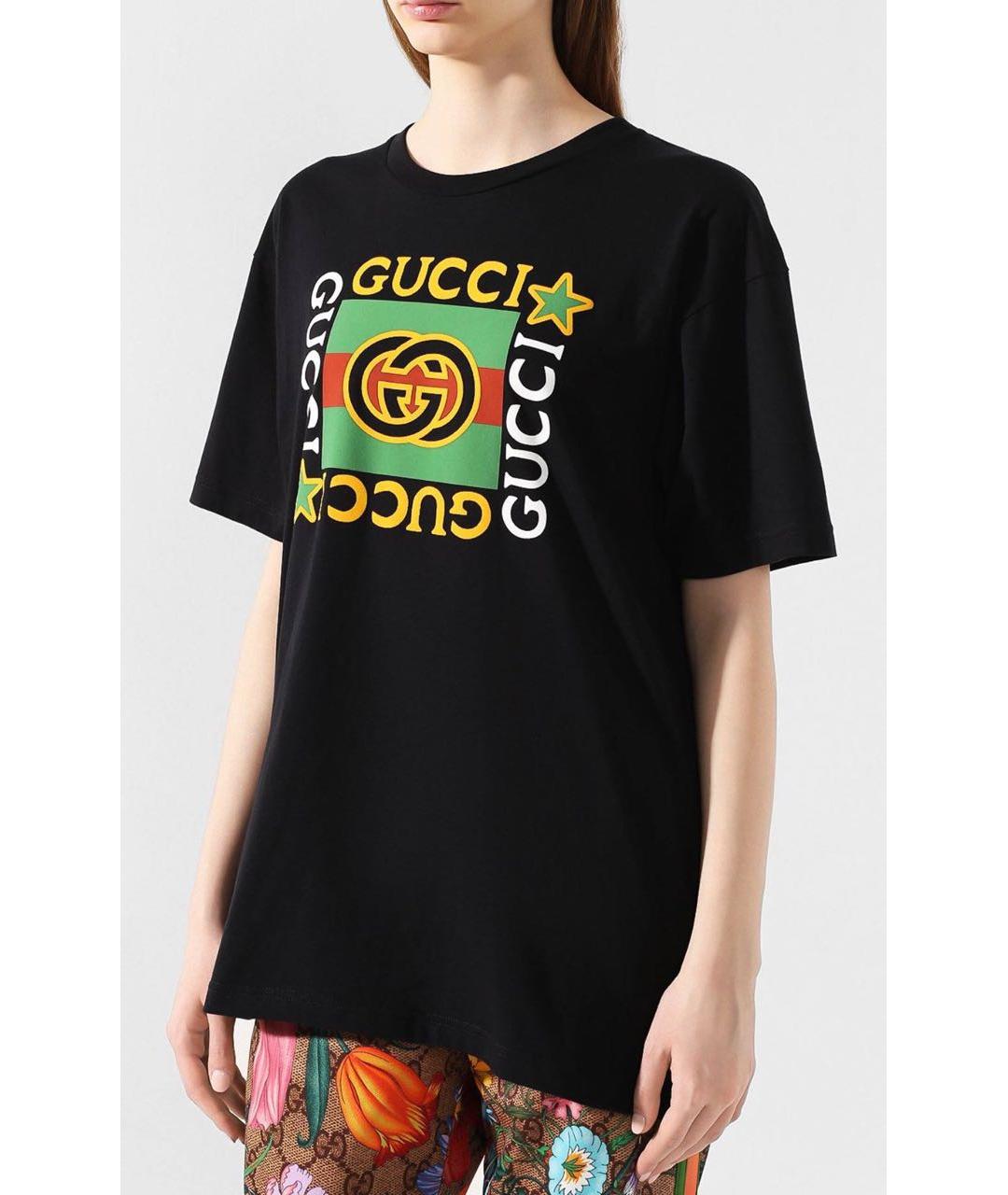 GUCCI Черная хлопковая футболка, фото 6