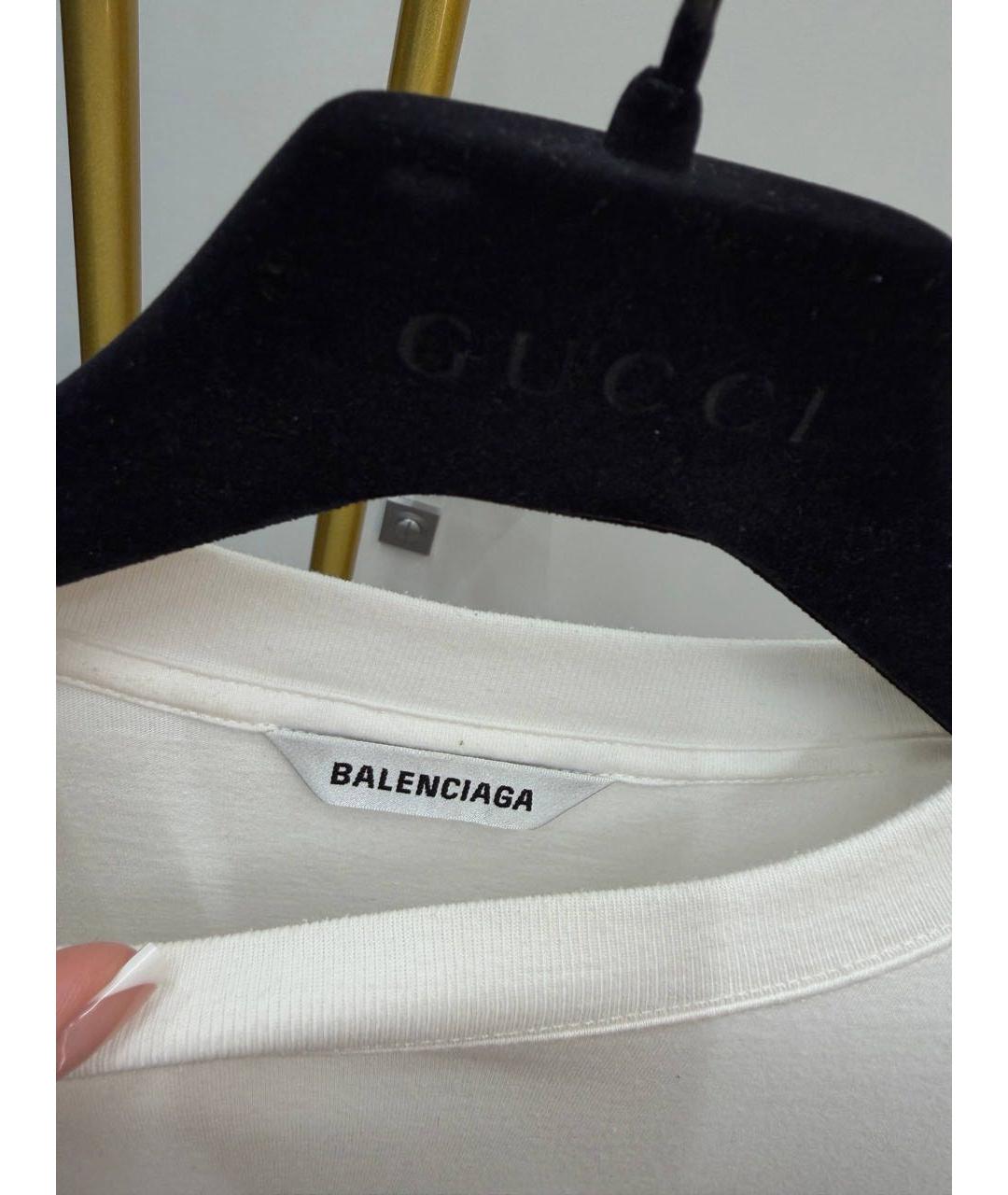 BALENCIAGA Белая хлопковая футболка, фото 4