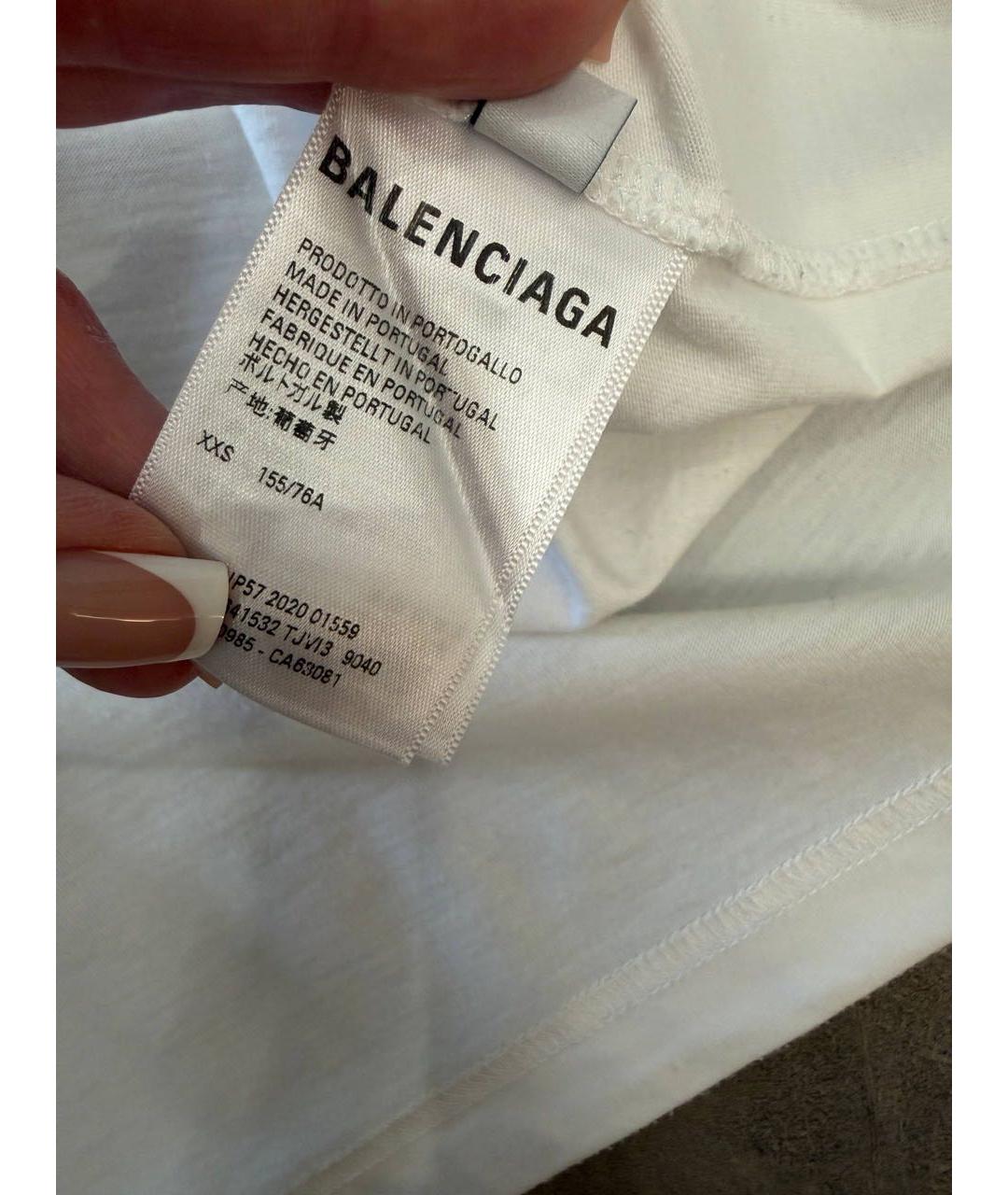 BALENCIAGA Белая хлопковая футболка, фото 6