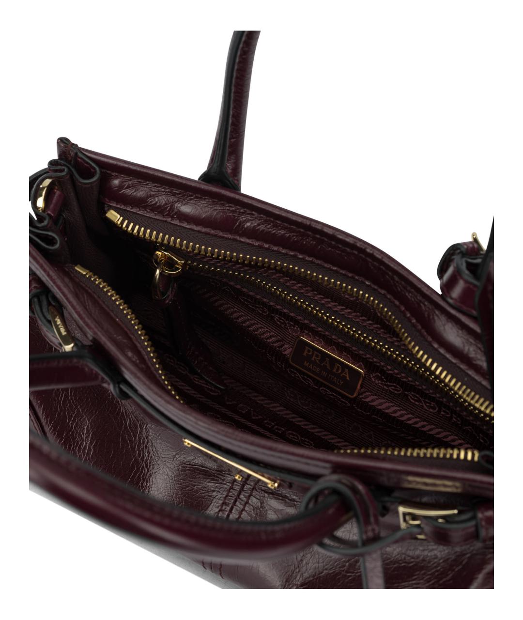 PRADA Бордовая кожаная сумка тоут, фото 5