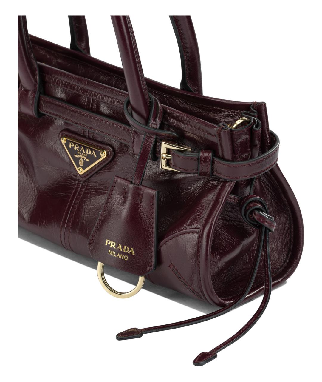 PRADA Бордовая кожаная сумка тоут, фото 4