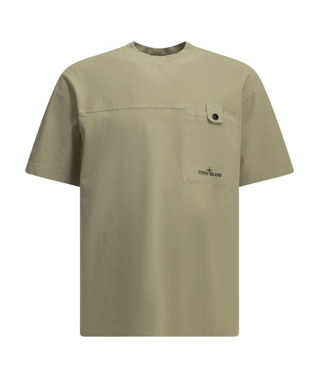 STONE ISLAND Зеленая хлопковая футболка, фото 1