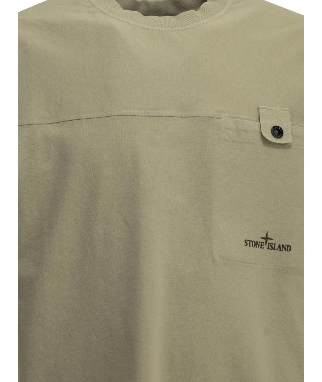 STONE ISLAND Зеленая хлопковая футболка, фото 3