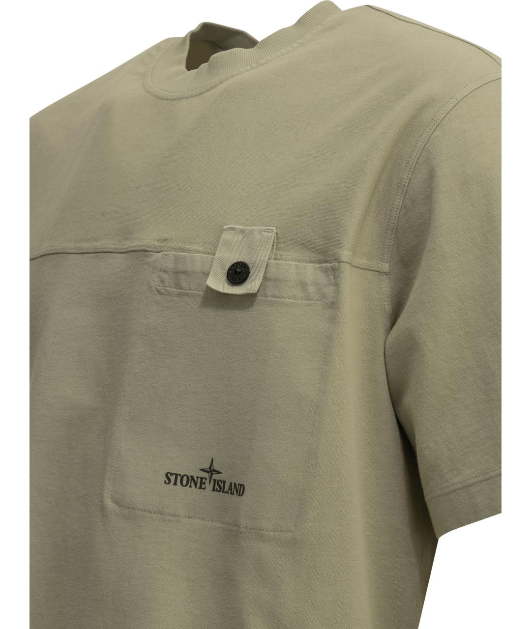 STONE ISLAND Зеленая хлопковая футболка, фото 4