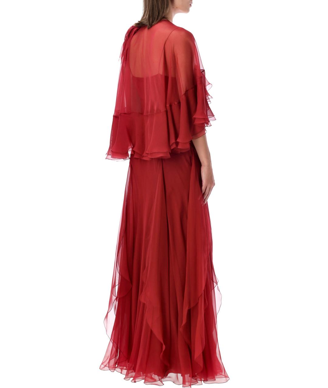 ALBERTA FERRETTI Красное шелковое вечернее платье, фото 2