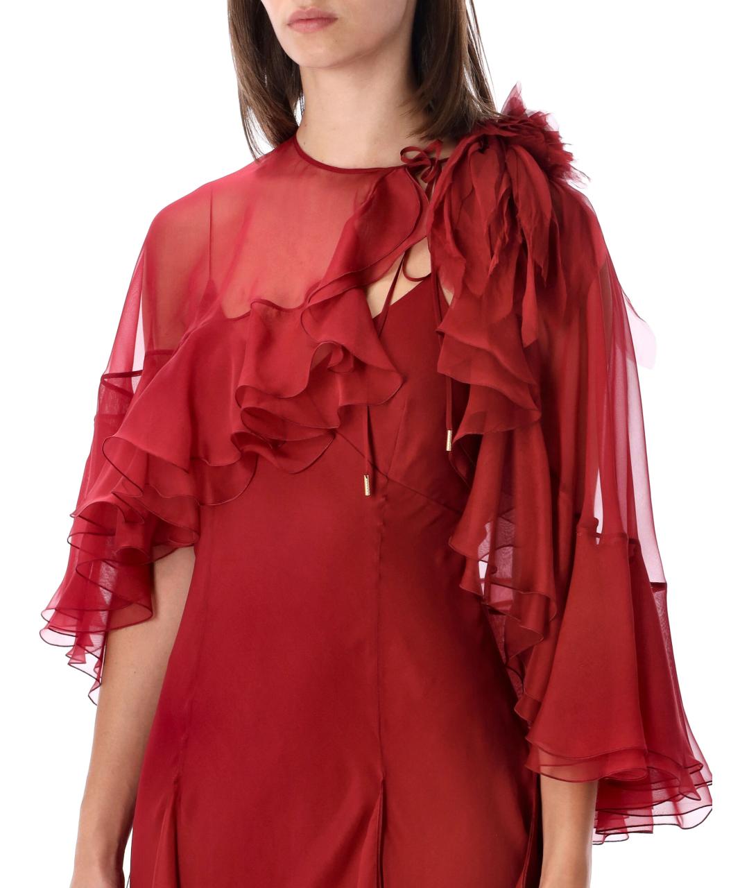 ALBERTA FERRETTI Красное шелковое вечернее платье, фото 3