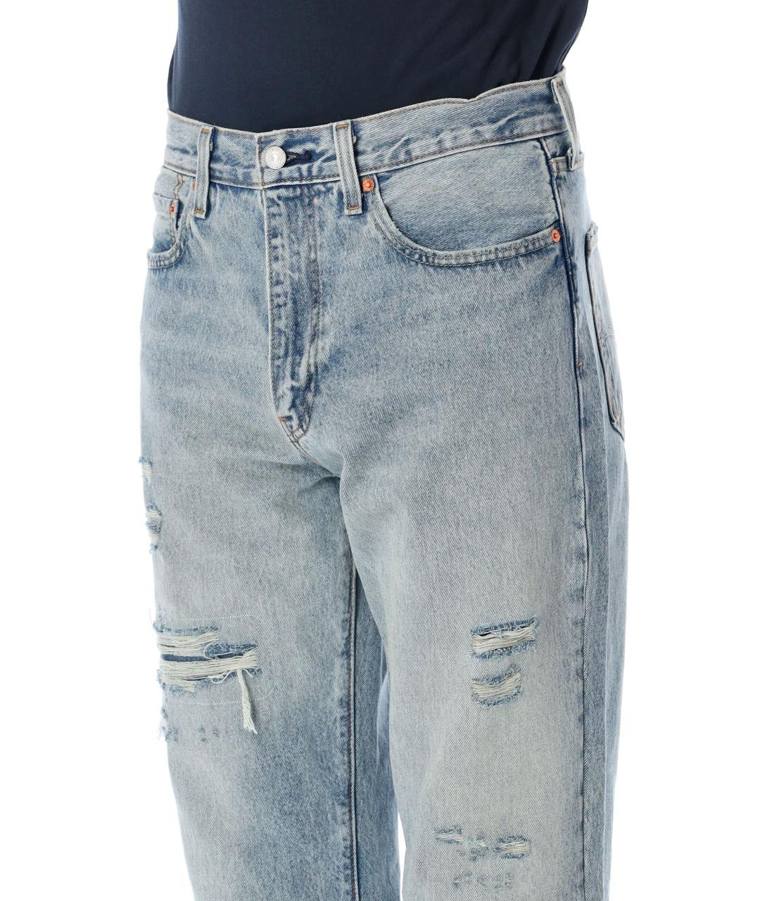 LEVI'S Голубые хлопковые прямые джинсы, фото 3