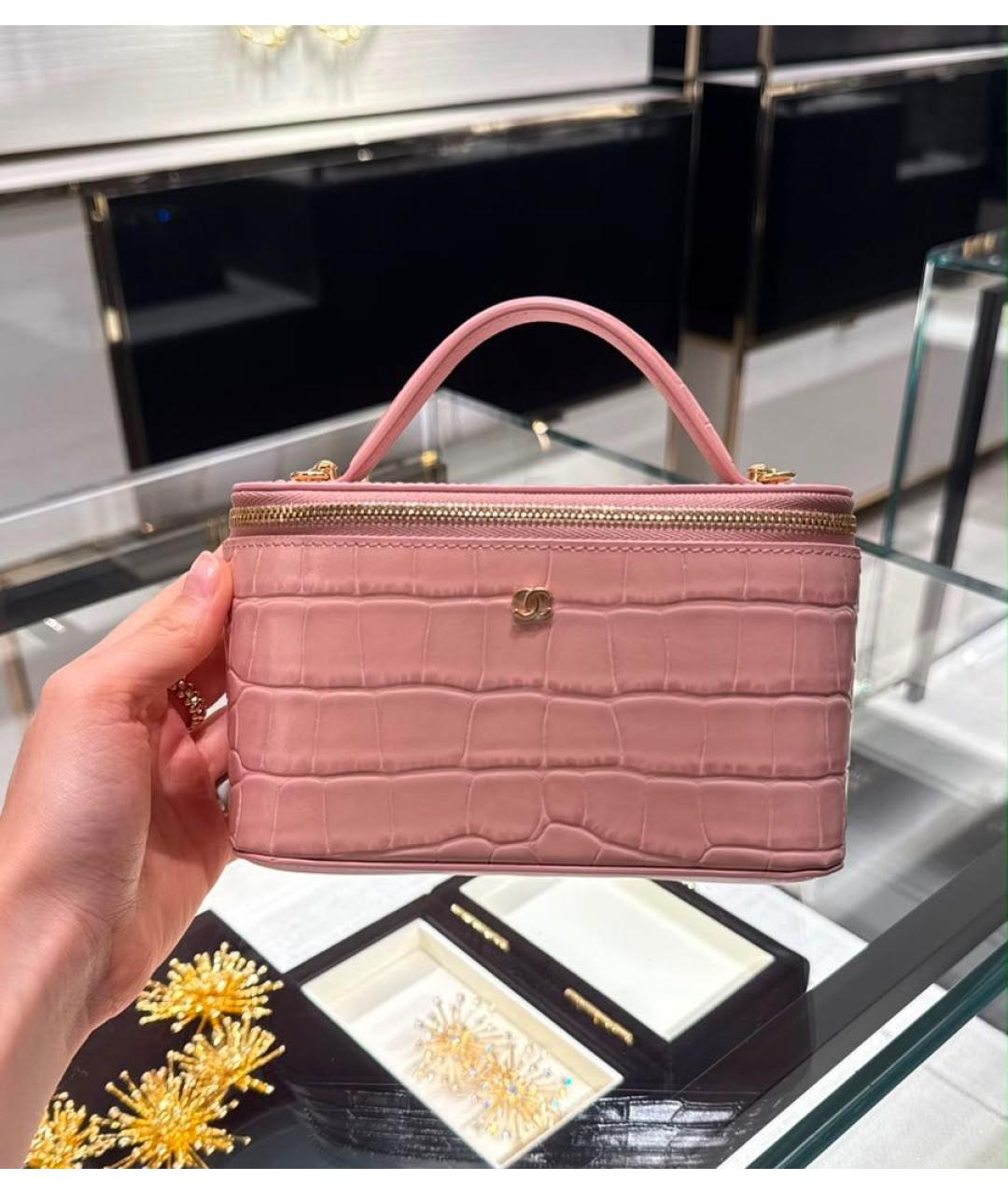 CHANEL Розовая сумка через плечо из искусственной кожи, фото 5