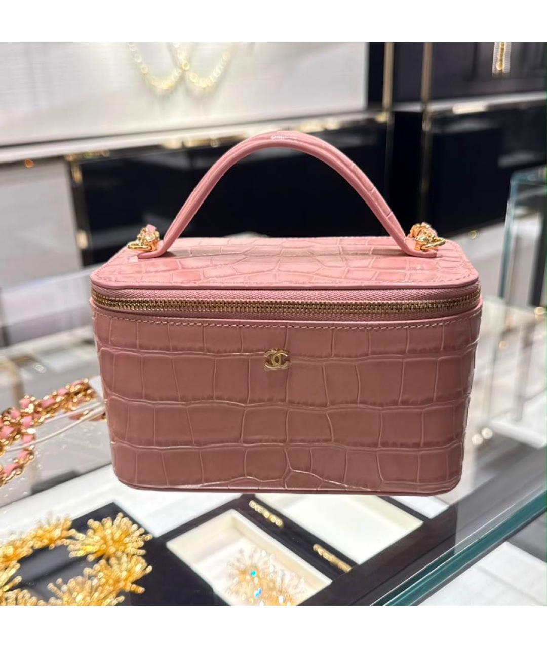 CHANEL Розовая сумка через плечо из искусственной кожи, фото 4
