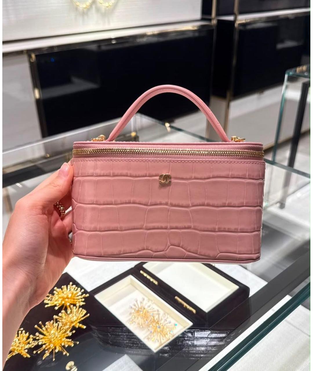 CHANEL Розовая сумка через плечо из искусственной кожи, фото 6